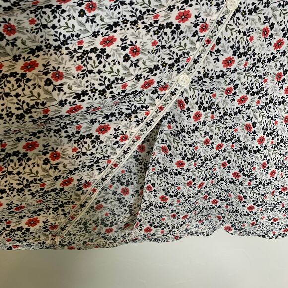 Max Studio Floral Black Red Cream Midi Skirt Front Buttons Sz Medium - Picture 3 of 3